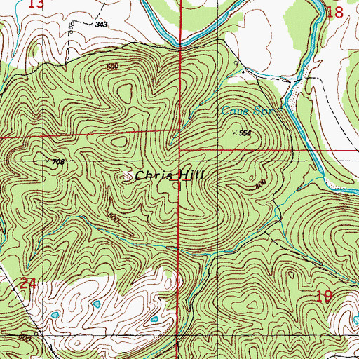Topographic Map of Chris Hill, AR