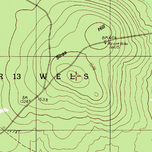 Topographic Map of Siras Hill, ME