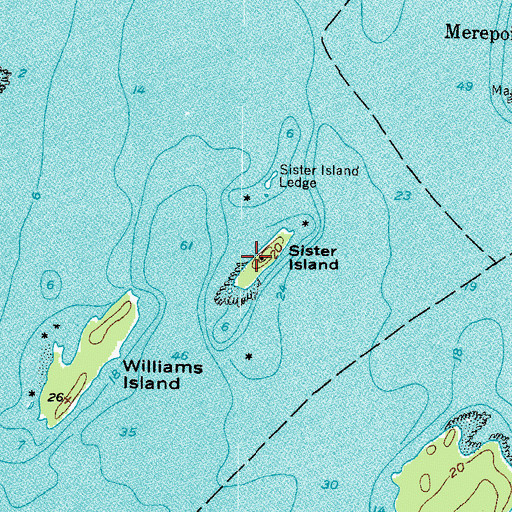 Topographic Map of Sister Island, ME