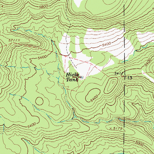 Topographic Map of Hicks Tank, AZ