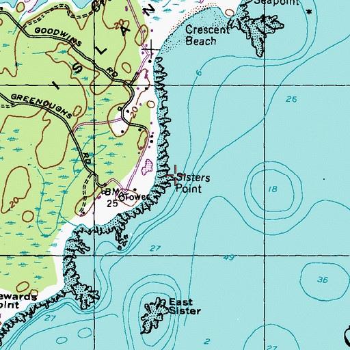 Topographic Map of Sisters Point, ME