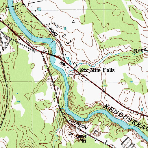 Topographic Map of Six Mile Falls, ME