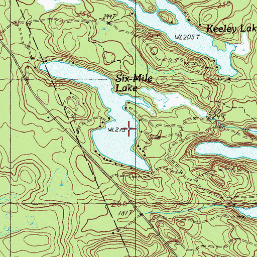 Topographic Map of Six Mile Lake, ME