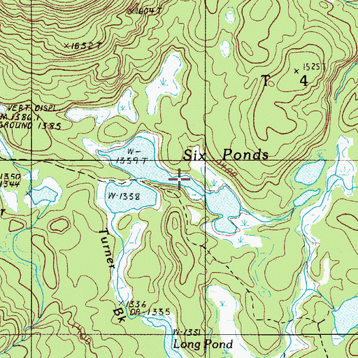 Topographic Map of Six Ponds, ME