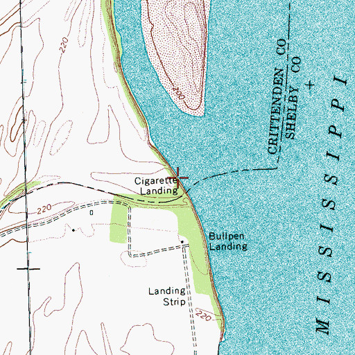 Topographic Map of Cigarette Landing, AR