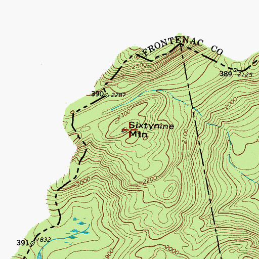 Topographic Map of Sixtynine Mountain, ME