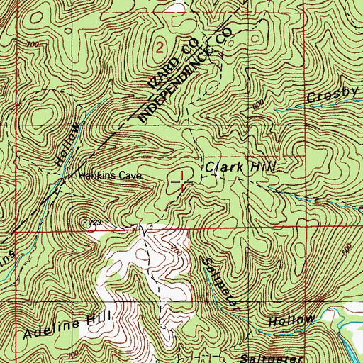 Topographic Map of Clark Hill, AR