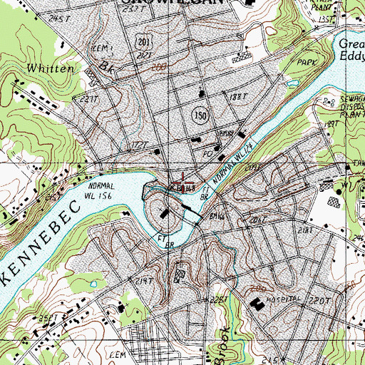 Topographic Map of Skowhegan, ME