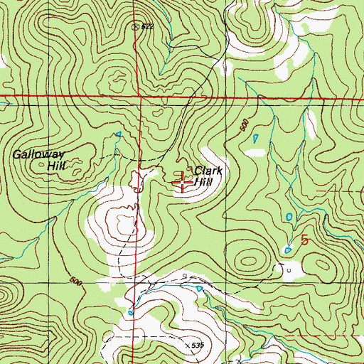 Topographic Map of Clark Hill, AR