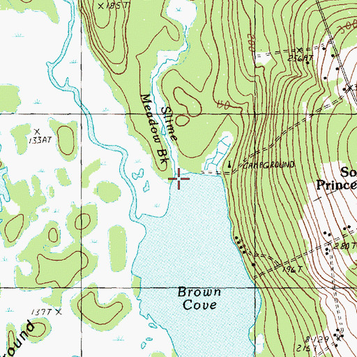 Topographic Map of Slime Meadow Brook, ME