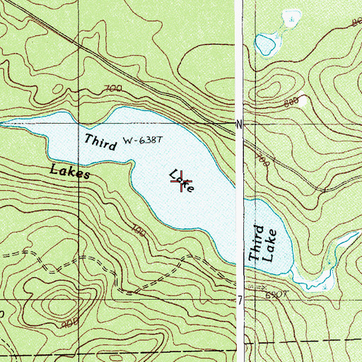 Topographic Map of Sly Brook Lakes, ME