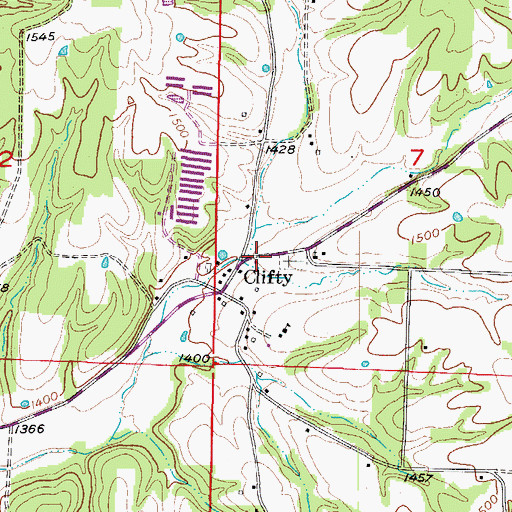 Topographic Map of Clifty, AR