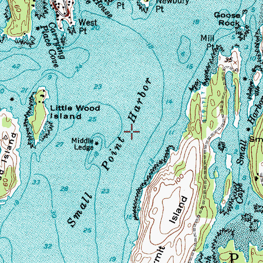 Topographic Map of Small Point Harbor, ME