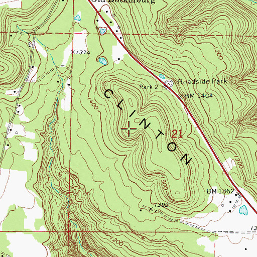 Topographic Map of Clinton Mountain, AR