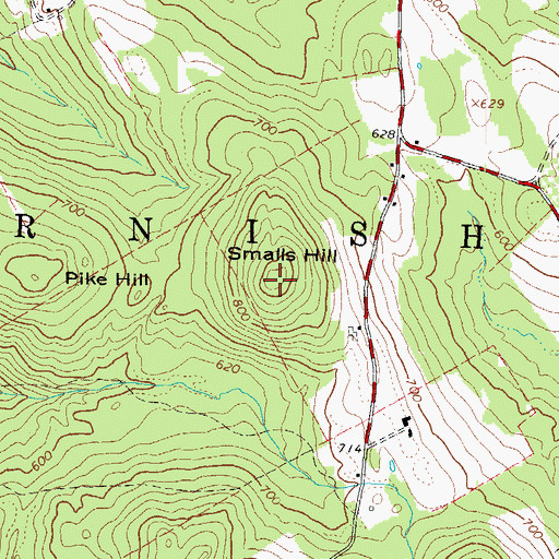Topographic Map of Smalls Hill, ME