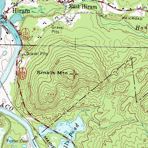 Topographic Map of Smalls Mountain, ME