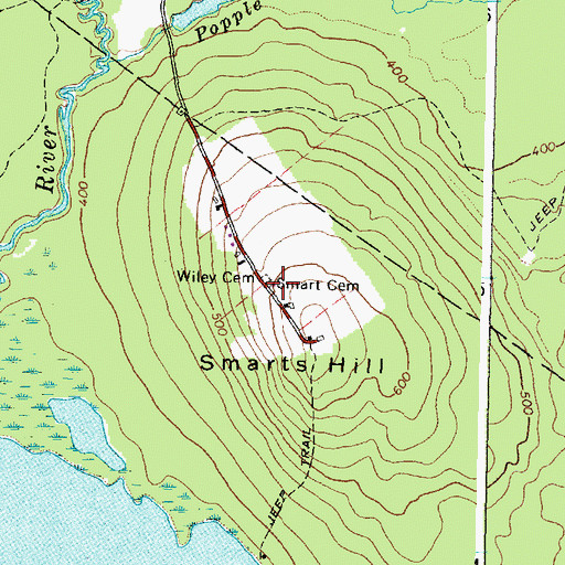 Topographic Map of Smart Cemetery, ME