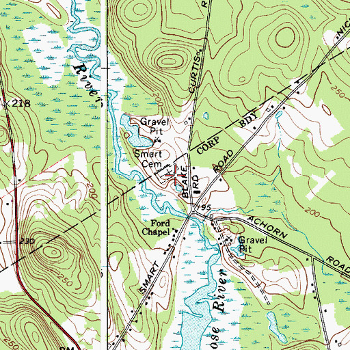 Topographic Map of Smart Cemetery, ME