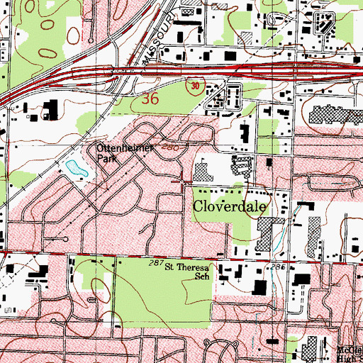 Topographic Map of Cloverdale, AR
