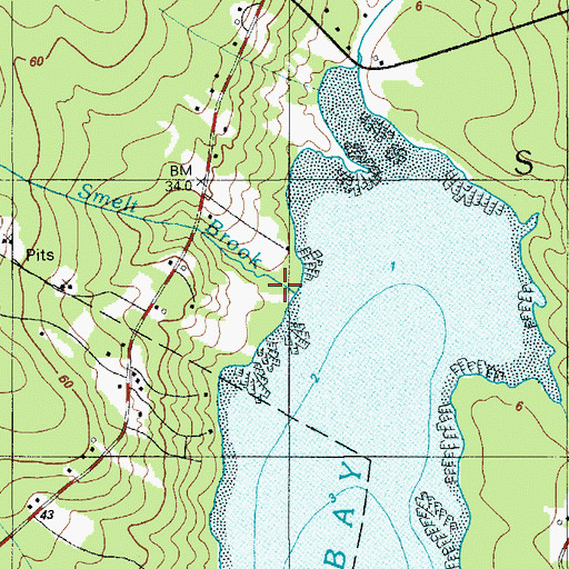 Topographic Map of Smelt Brook, ME