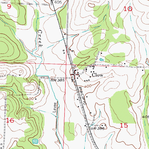 Topographic Map of Clow, AR
