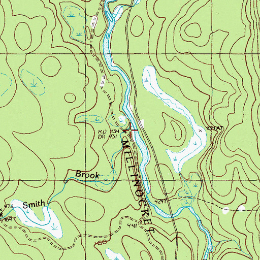 Topographic Map of Smith Brook, ME