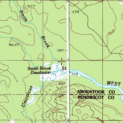 Topographic Map of Smith Brook, ME