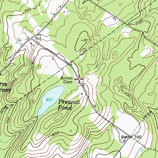 Topographic Map of Smith Cemetery, ME