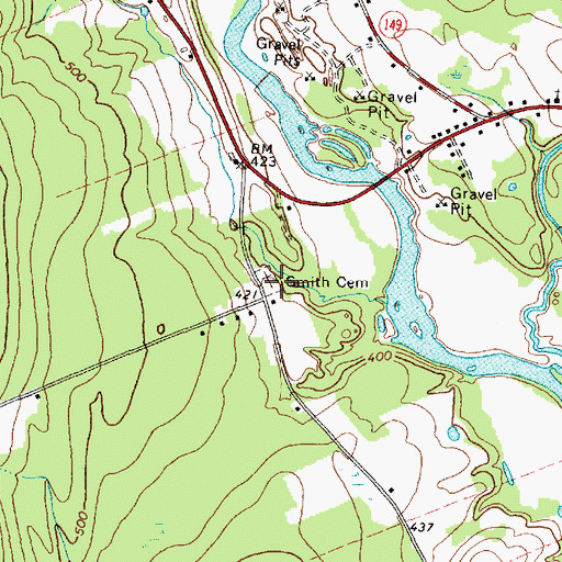 Topographic Map of Smith Cemetery, ME
