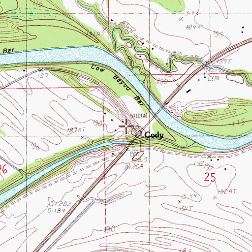 Topographic Map of Cody, AR