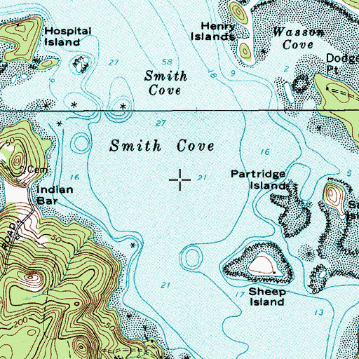 Topographic Map of Smith Cove, ME