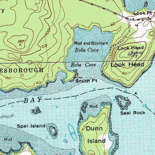 Topographic Map of Smith Point, ME