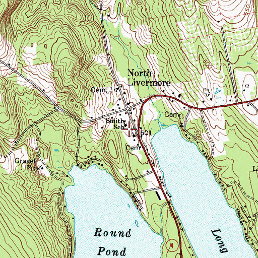 Topographic Map of Smith School, ME