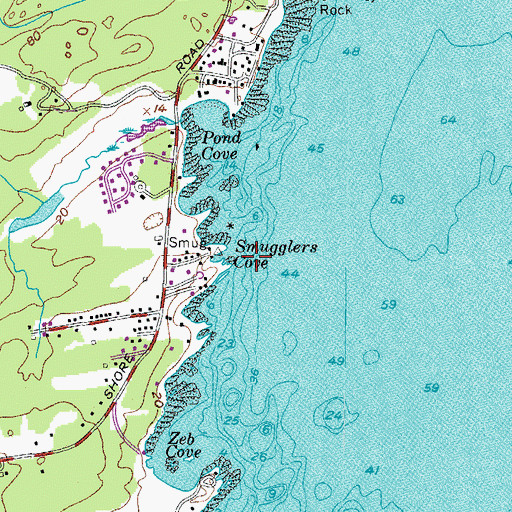 Topographic Map of Smugglers Cove, ME