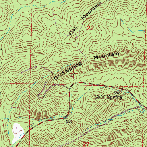 Topographic Map of Cold Spring Mountain, AR