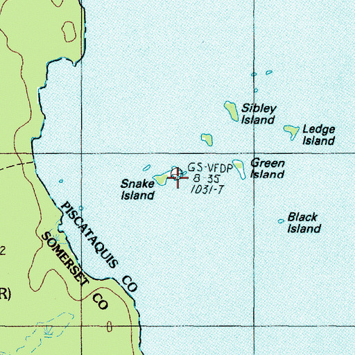Topographic Map of Snake Island, ME