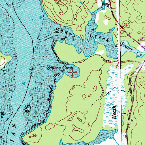Topographic Map of Snare Cove, ME