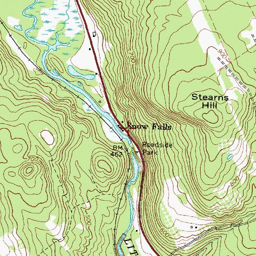 Topographic Map of Snow Falls, ME