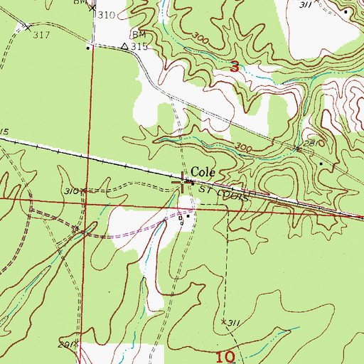 Topographic Map of Cole, AR