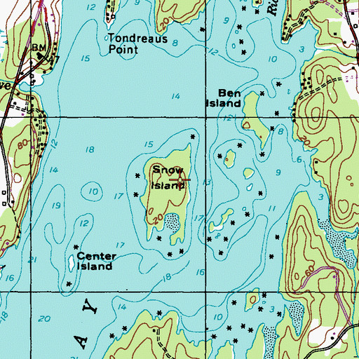 Topographic Map of Snow Island, ME