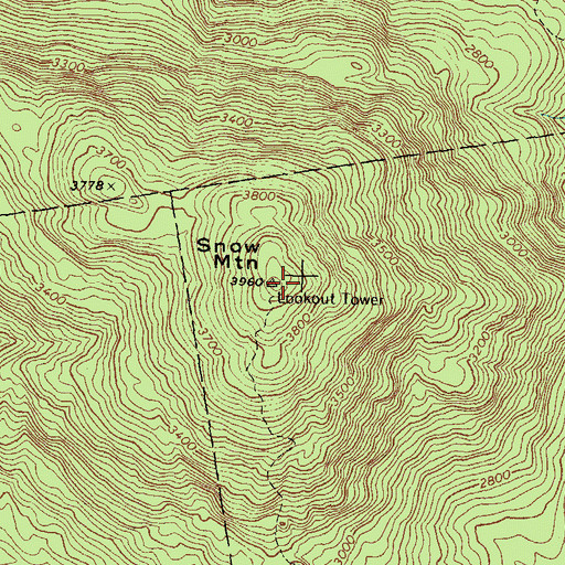 Topographic Map of Snow Mountain, ME