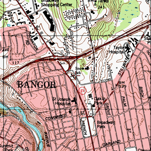 Topographic Map of Mary Snow School, ME