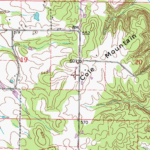 Topographic Map of Cole Mountain, AR