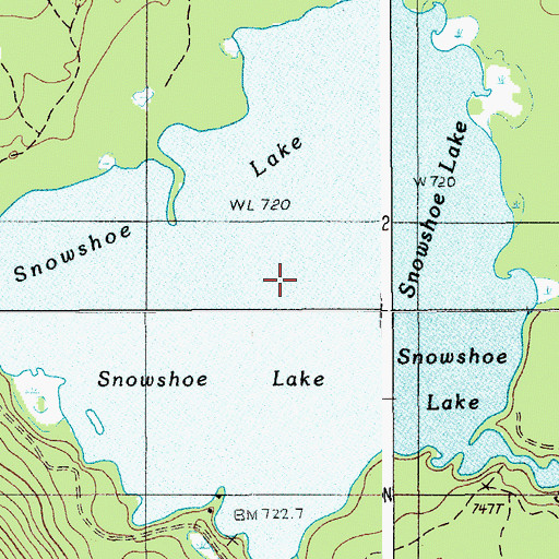 Topographic Map of Snowshoe Lake, ME