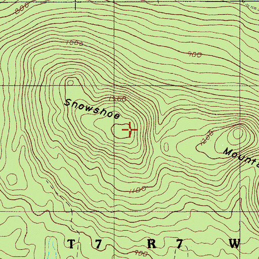 Topographic Map of Snowshoe Mountain, ME