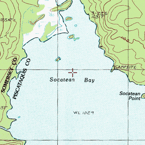 Topographic Map of Socatean Bay, ME