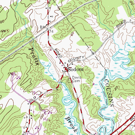 Topographic Map of Sodom, ME