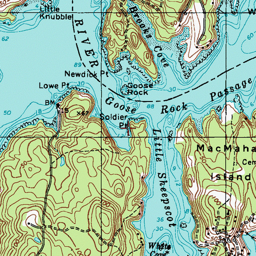 Topographic Map of Soldier Point, ME