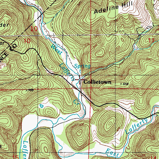 Topographic Map of Collietown, AR