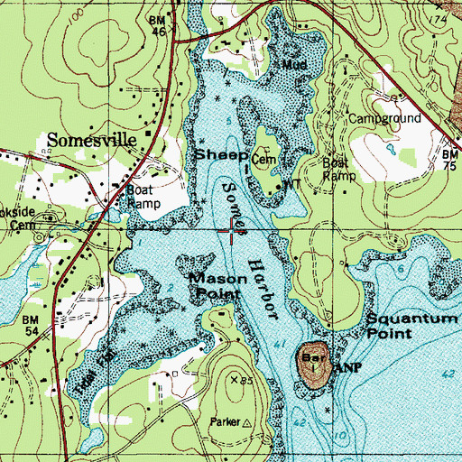 Topographic Map of Somes Harbor, ME